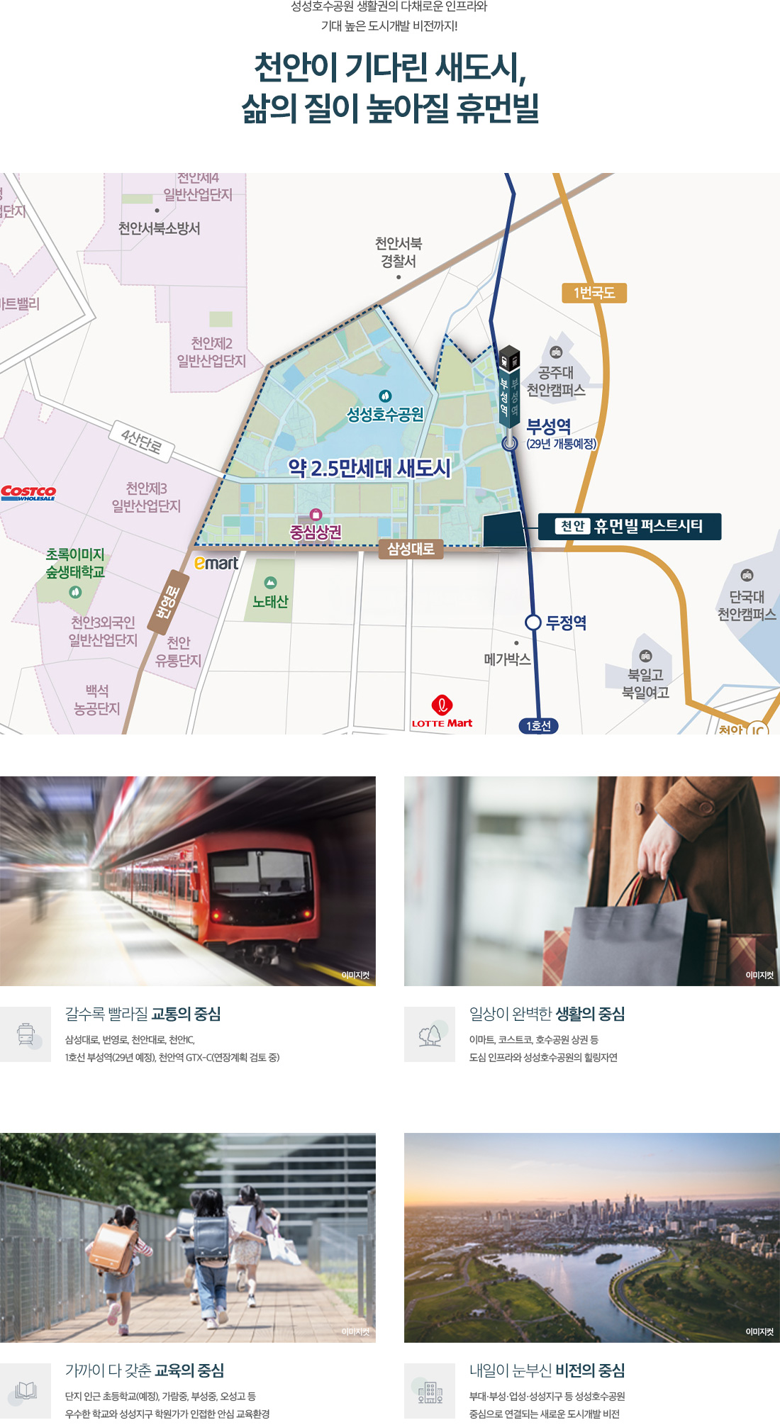 천안 휴먼빌 퍼스트시티 입지 지도